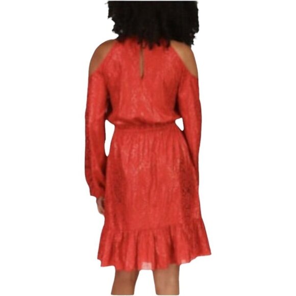 MICHAEL Michael Kors Red Metallic Cold-Shoulder Dress, NWT $165 Women's Size XL - Picture 2 of 13